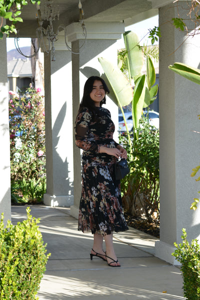 Rosaline Black Floral Dress