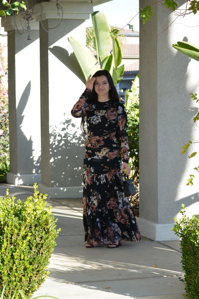 Rosaline Black Floral Dress