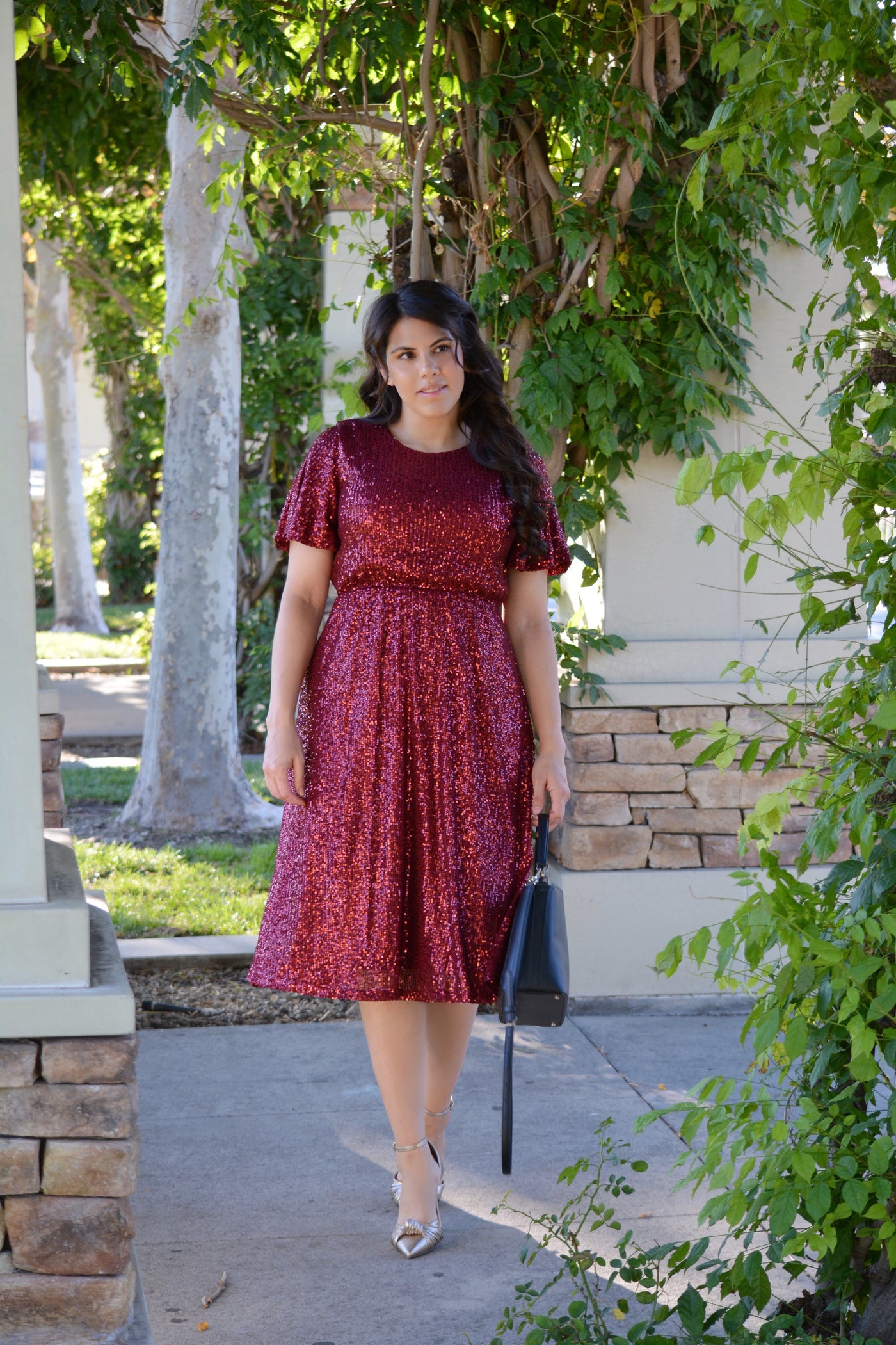 Crimson Burgundy Sequin Dress