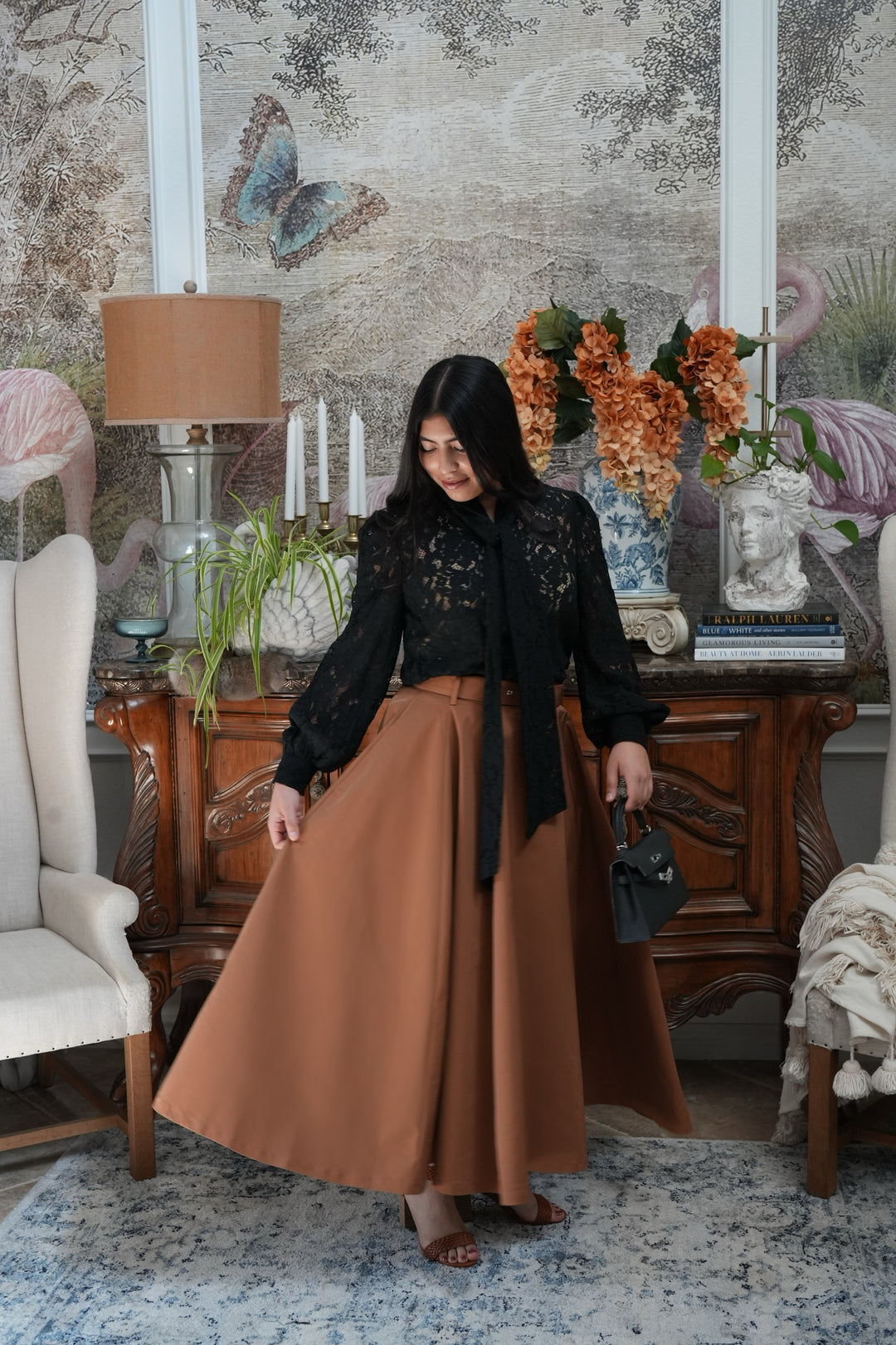 Mattie Camel Taffeta Midi Skirt – Skirt Society