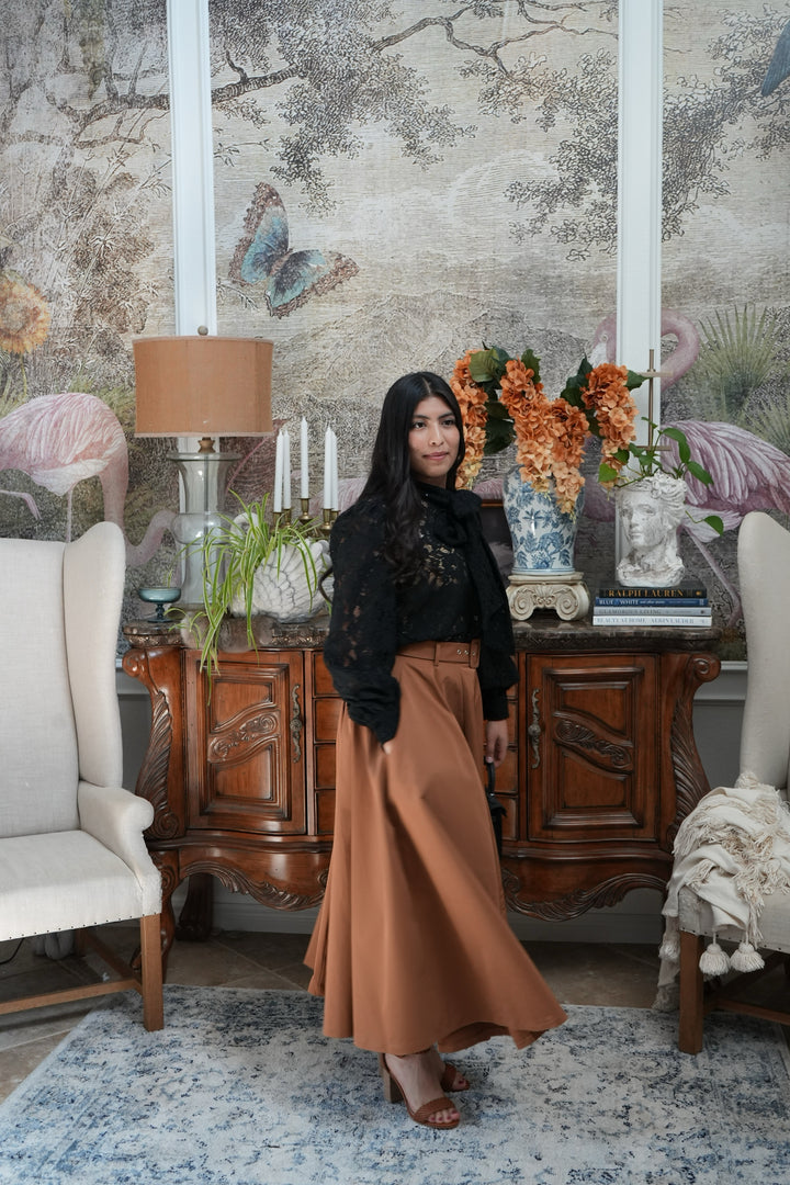 Mattie Camel Taffeta Midi Skirt – Skirt Society