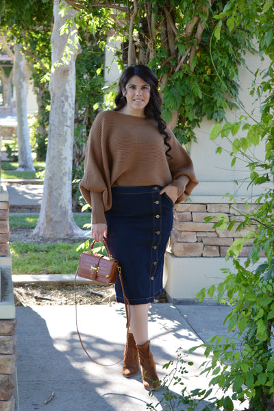 Chania Dark Denim Buttoned Skirt (Skirt Society Exclusive)