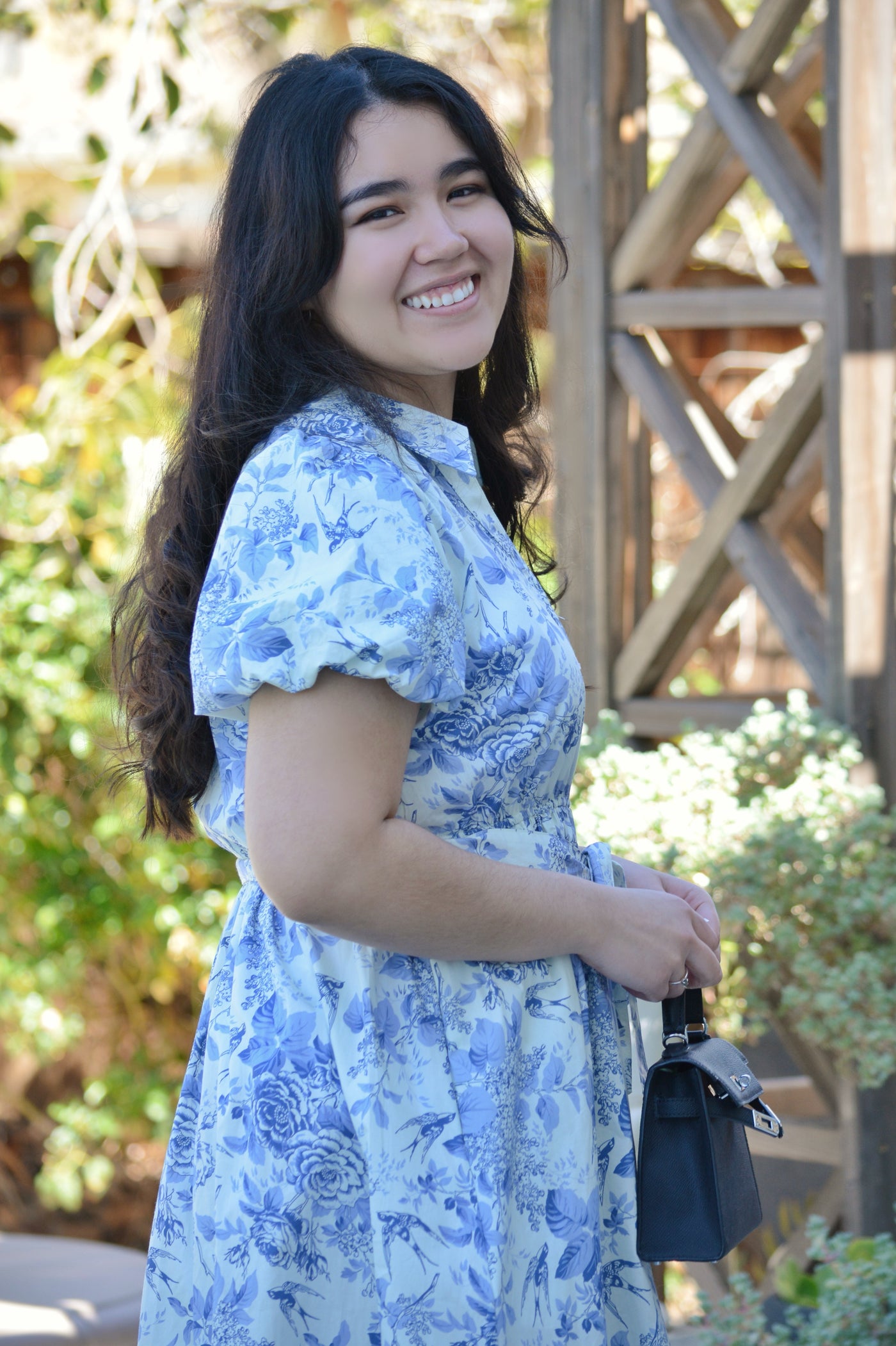 Marcia Blue Floral Cotton Midi Dress