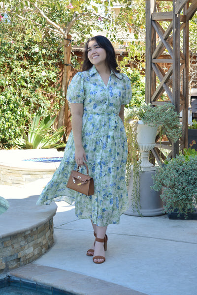 Georgia Blue floral Midi Dress