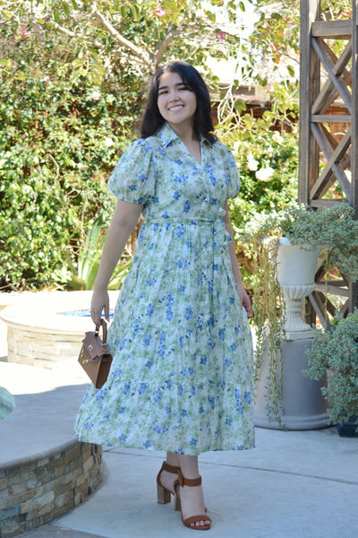 Georgia Blue floral Midi Dress