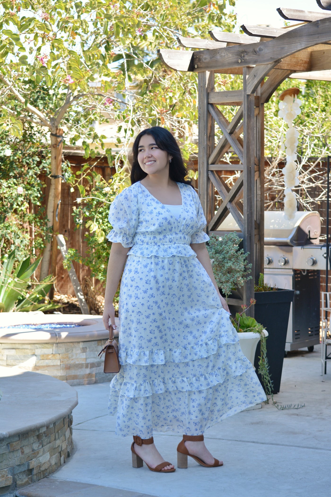 white flower maxi dress Confte