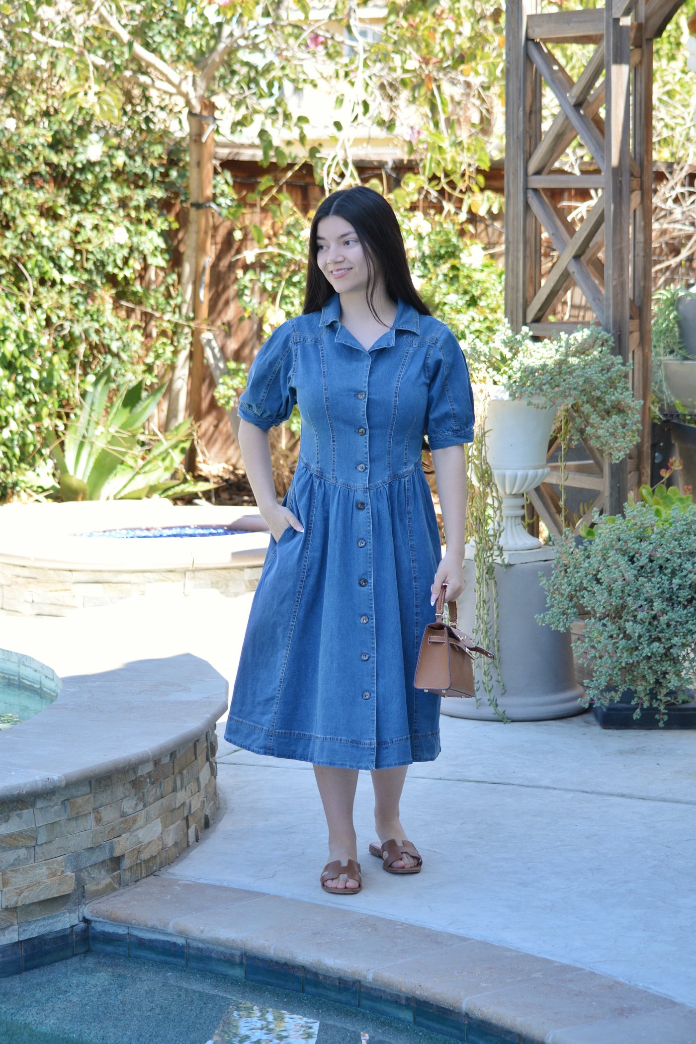 Mamie Denim Midi Dress