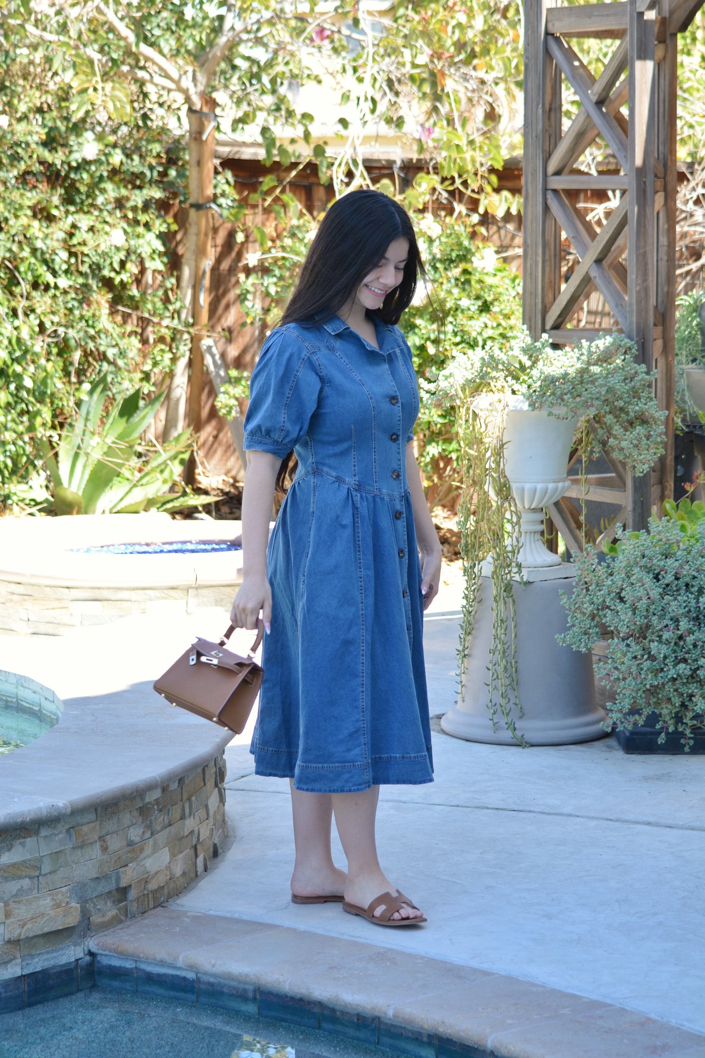 Mamie Denim Midi Dress