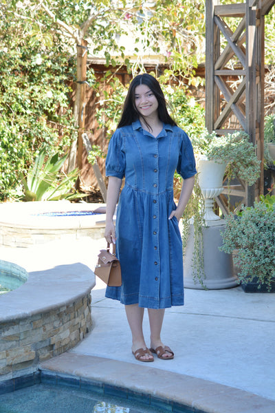 Mamie Denim Midi Dress