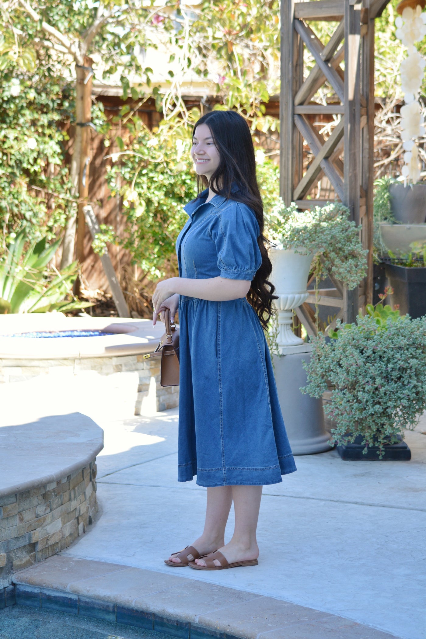 Mamie Denim Midi Dress