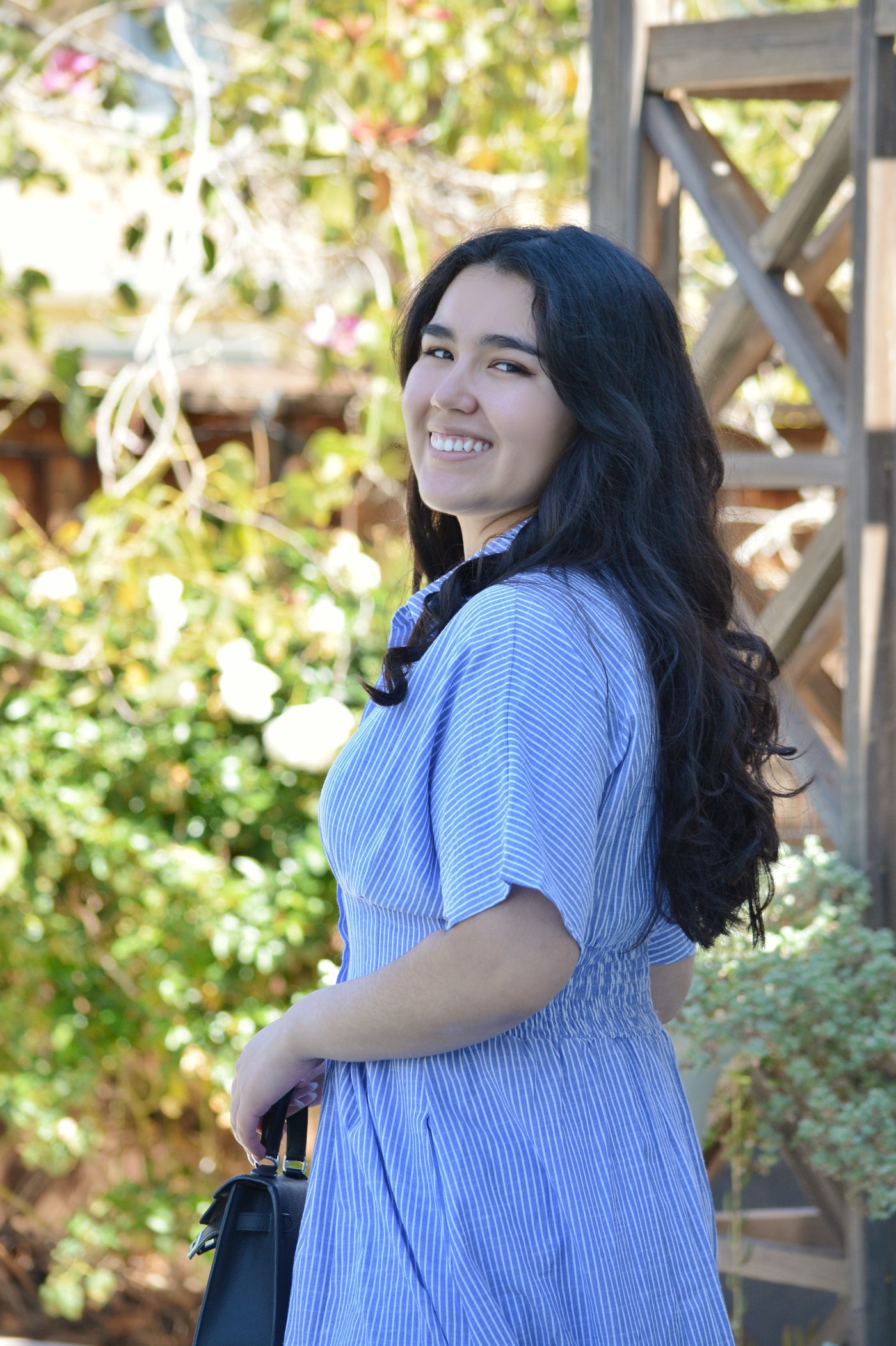 Lorene Blue Striped Shirt Dress