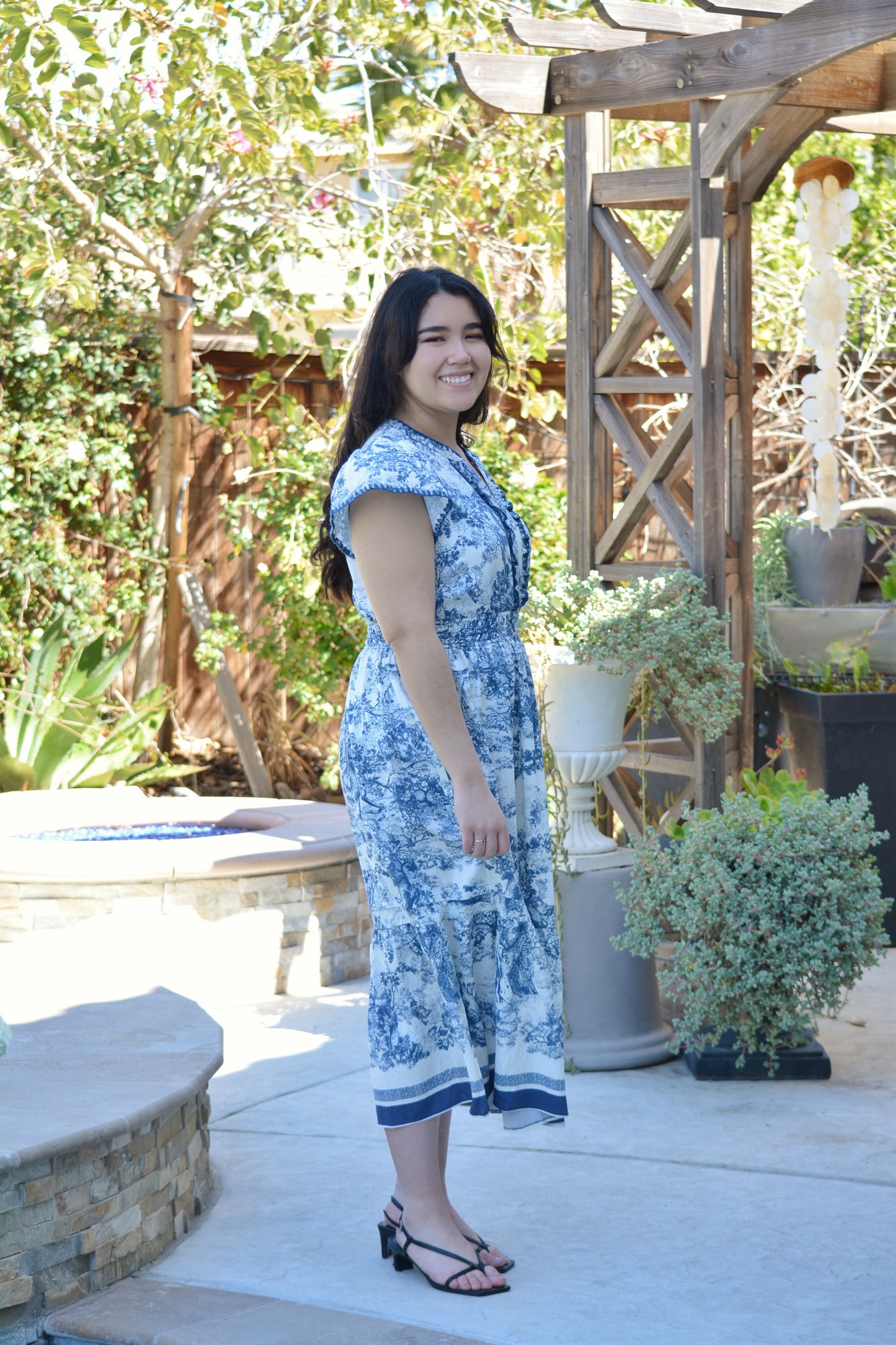 Marguerite Navy Blue Toile Dress