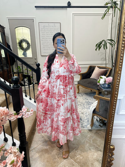 Zuri Red Toile Cotton Dress