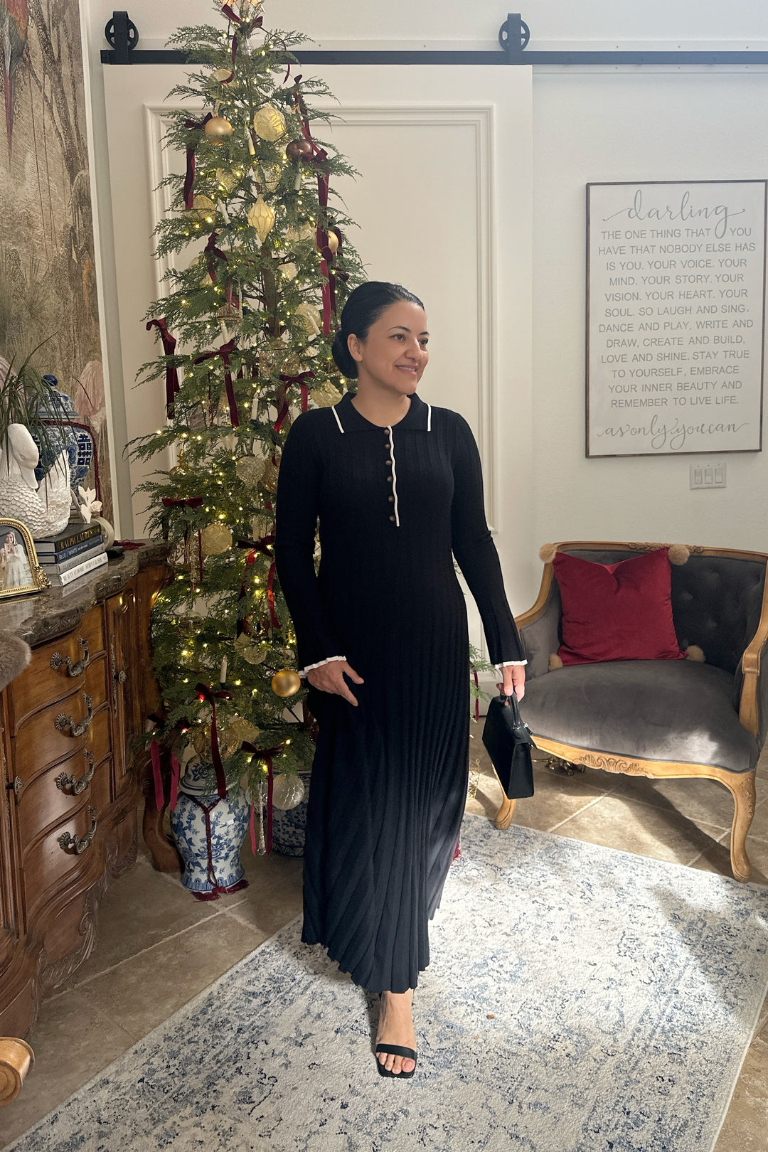 ribbed maxi dress black Cru Tiny Ribbed Maxi Dress in Black
