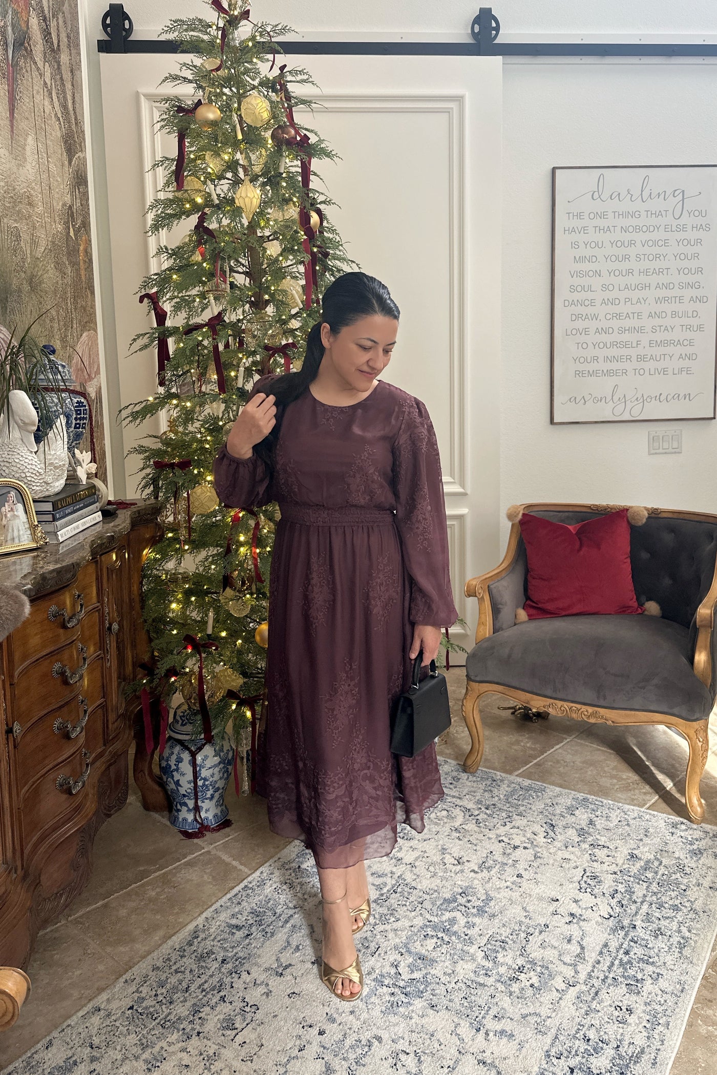 Navaeh Dusty Plum Midi Dress