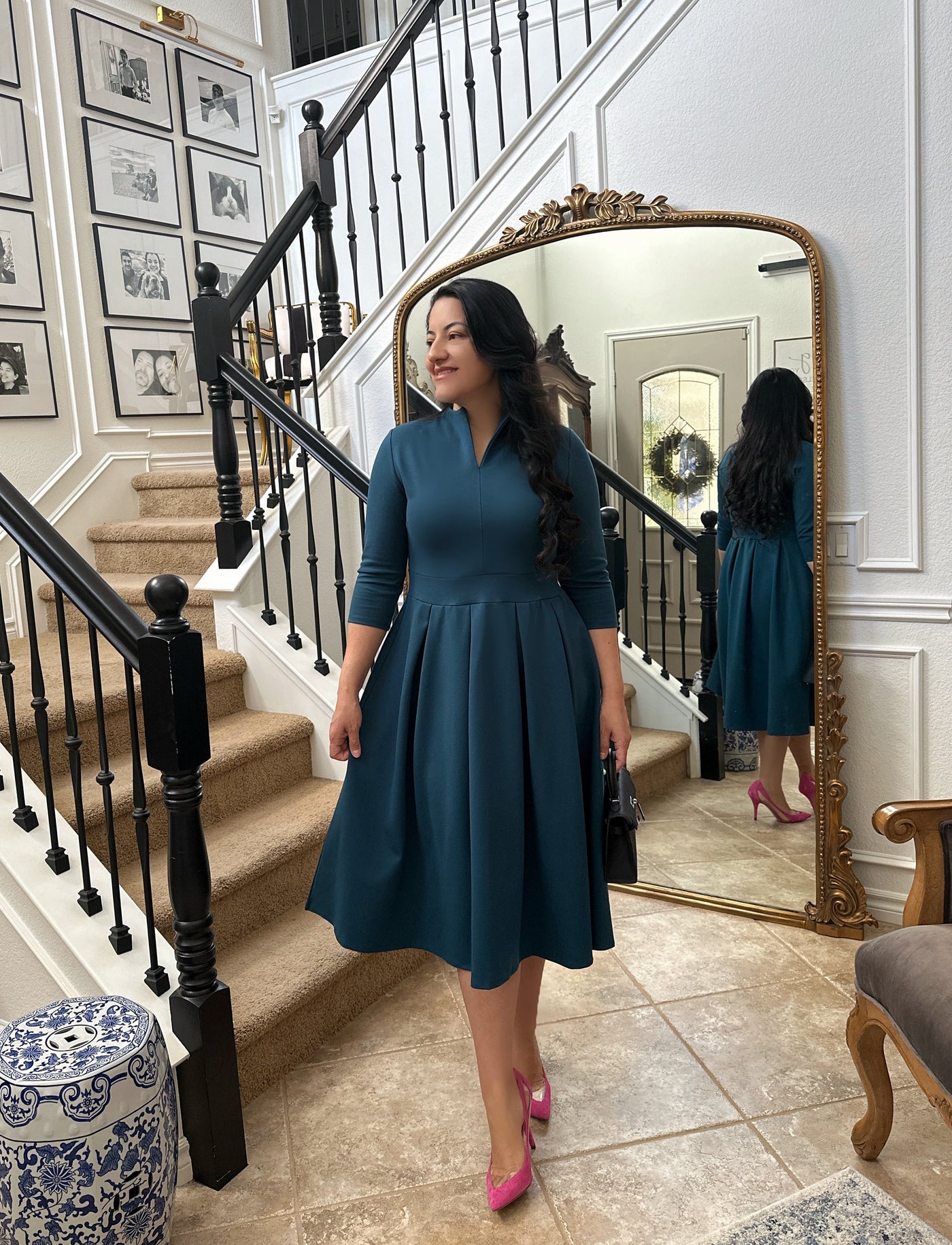 Santorini Teal Midi  Dress