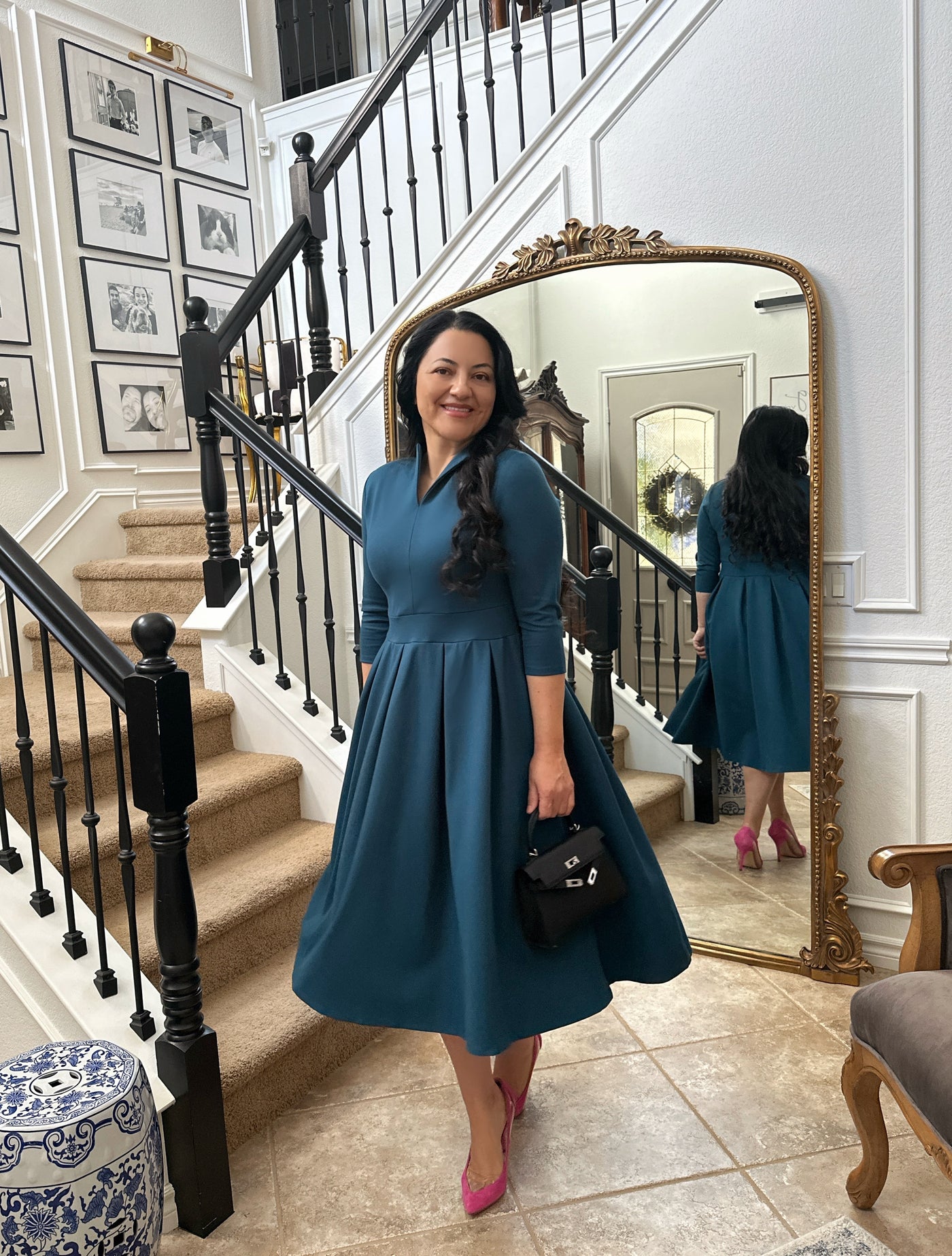 Santorini Teal Midi  Dress