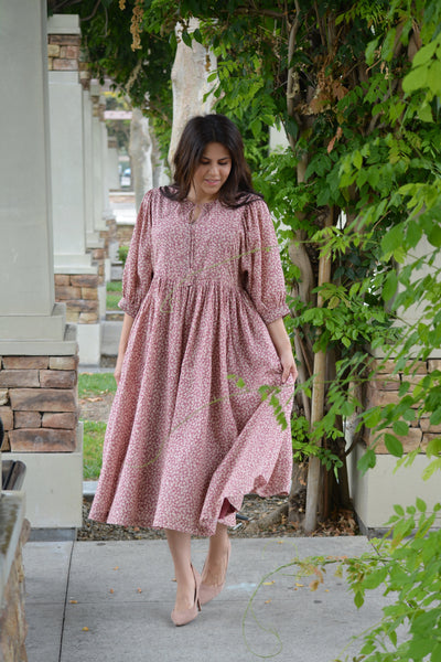 Harper Pink Floral Cotton Dress