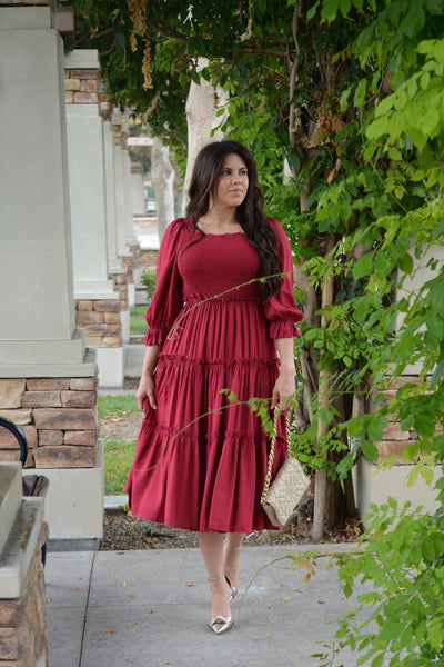 Briana Cotton Embroidered Red Dress