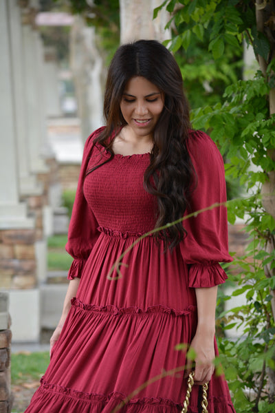 Briana Cotton Embroidered Red Dress