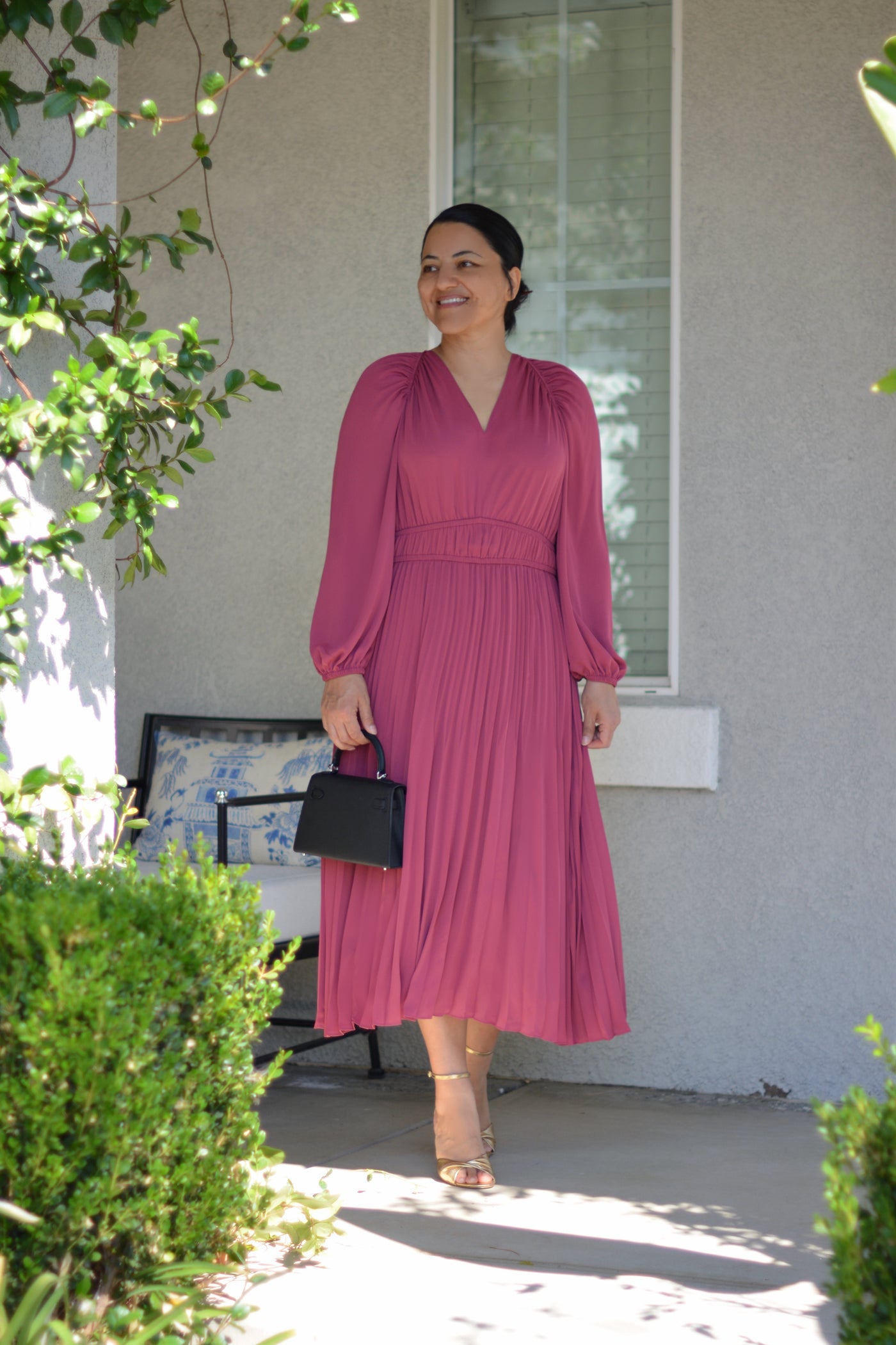 Gabriela Magenta Pleated Dress