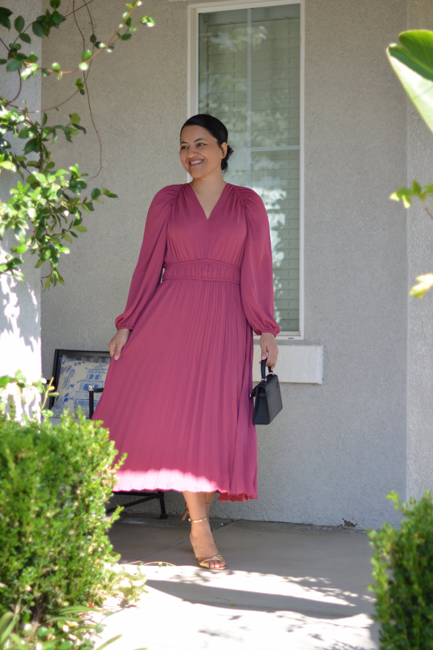 Gabriela Magenta Pleated Dress