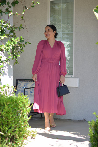 Gabriela Magenta Pleated Dress