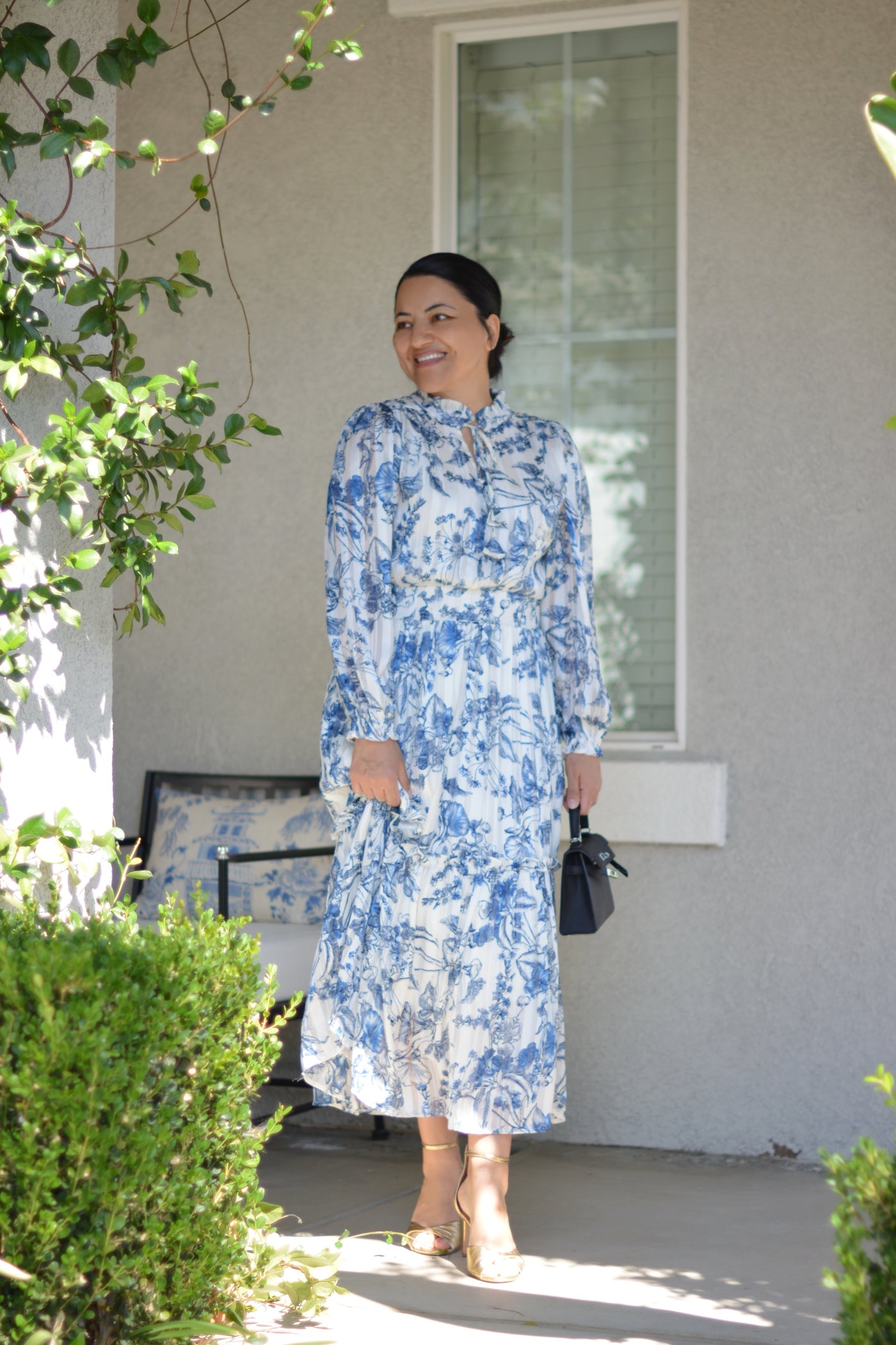 Taryn Blue Toile Maxi Dress