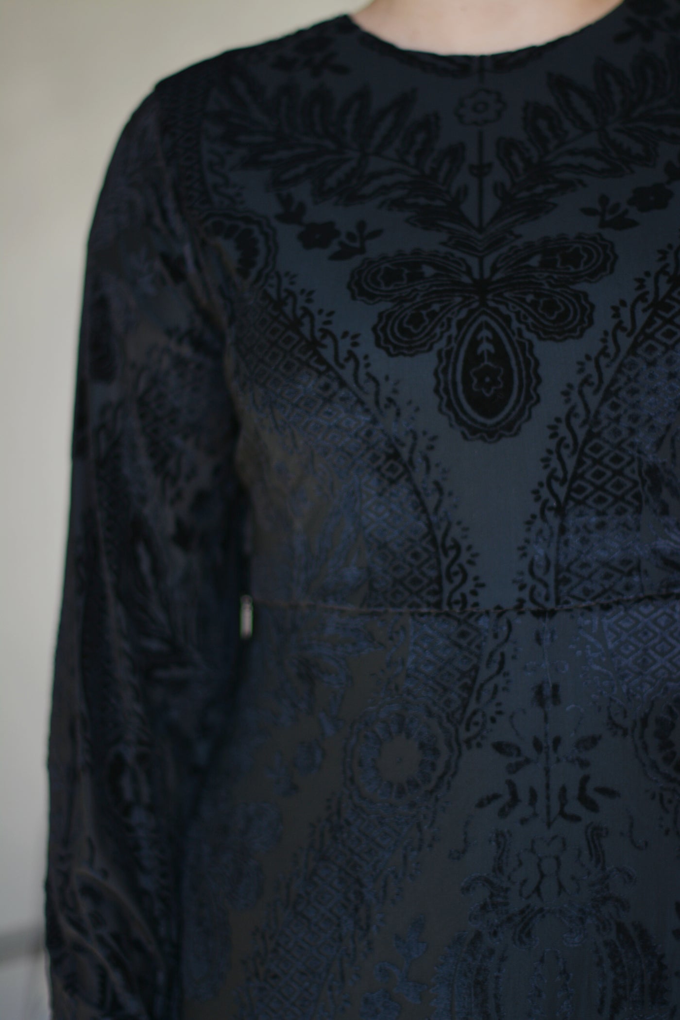 Steph Black Velvet Damask Dress