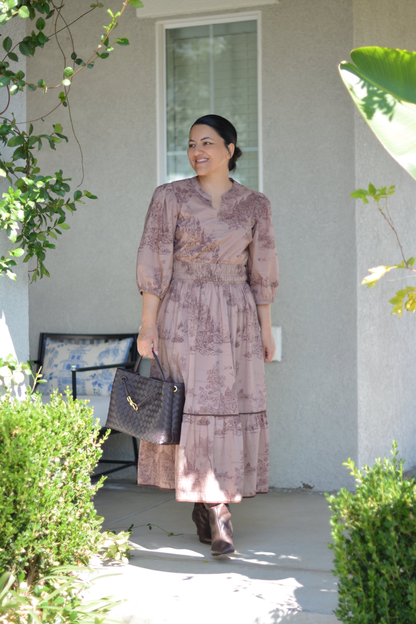 Briseida Toile Brown Cotton Dress