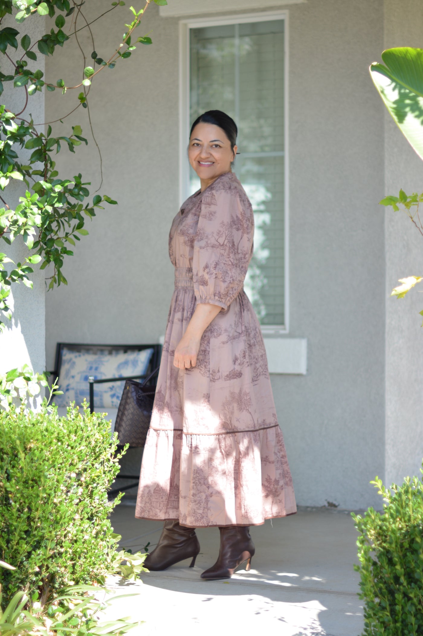 Briseida Toile Brown Cotton Dress