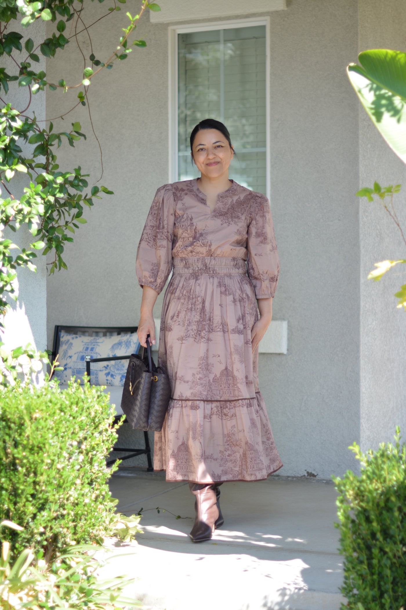 Briseida Toile Brown Cotton Dress