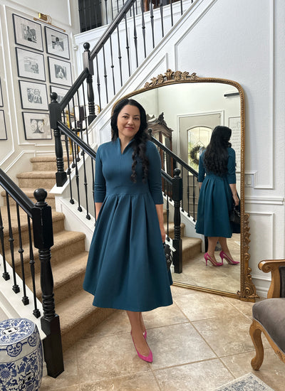 Santorini Teal Midi  Dress