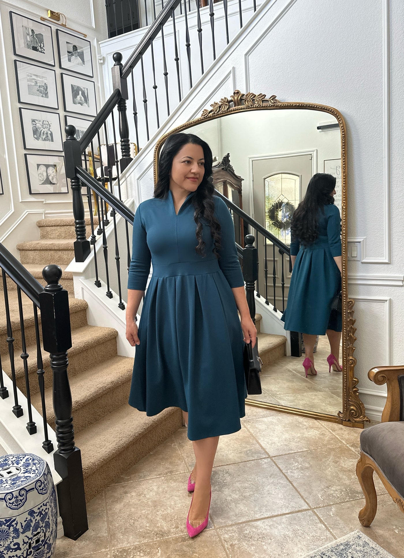 Santorini Teal Midi  Dress