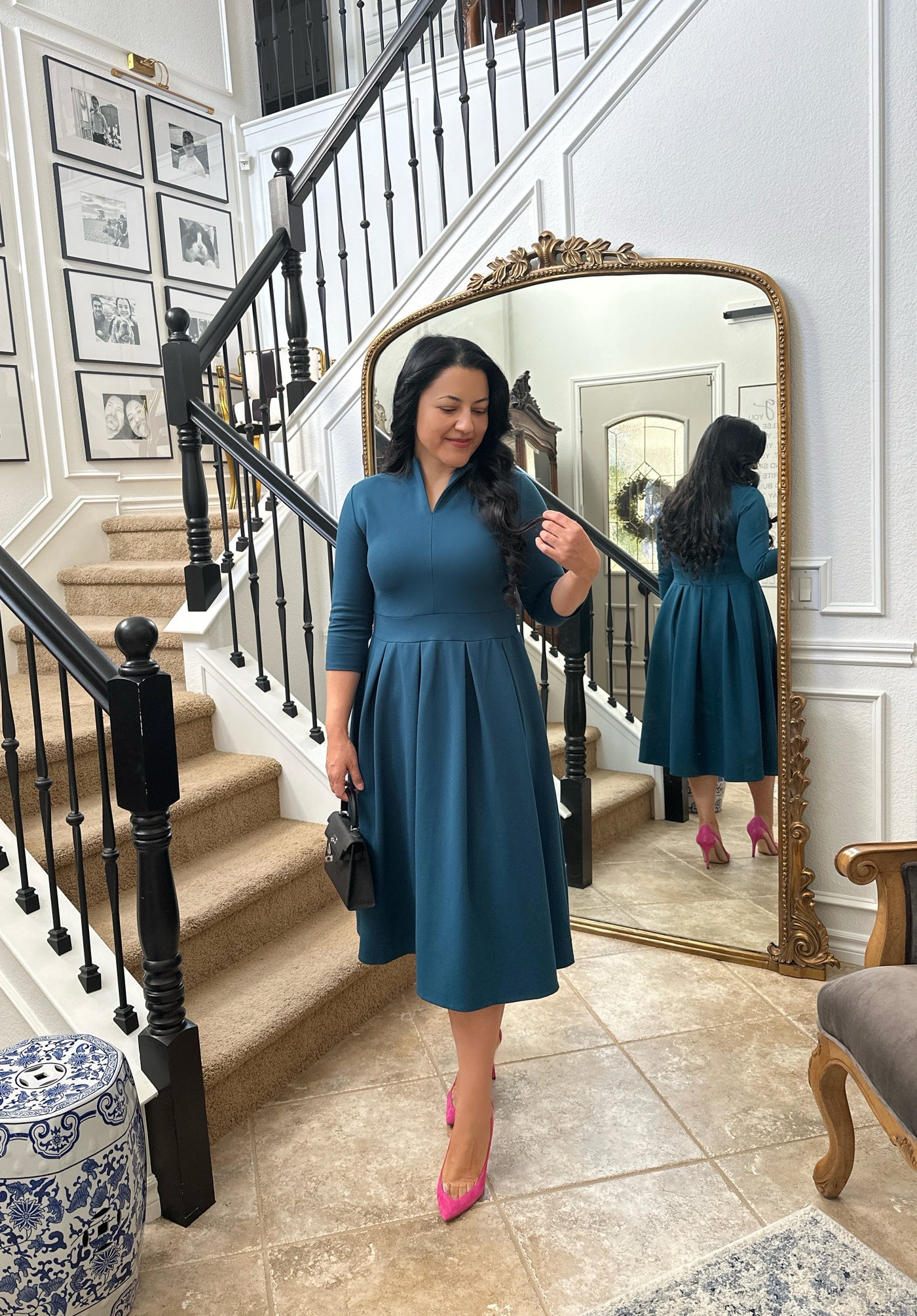 Santorini Teal Midi  Dress