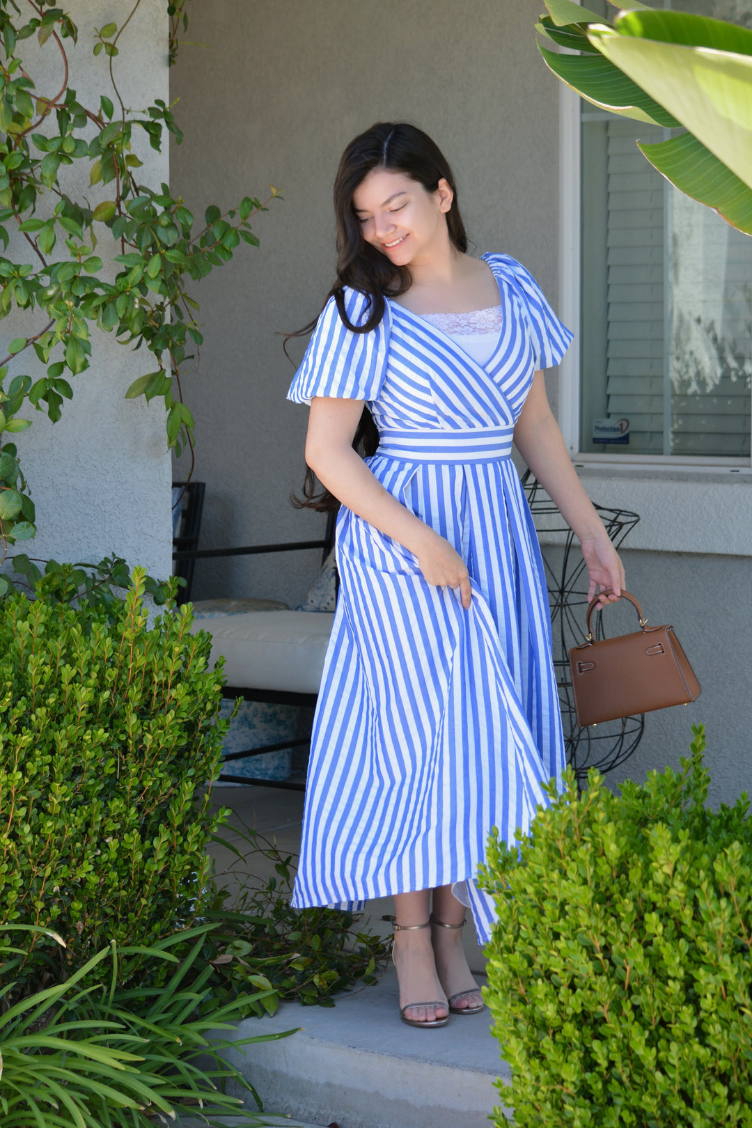 Ollie Blue Stripe Midi Dress