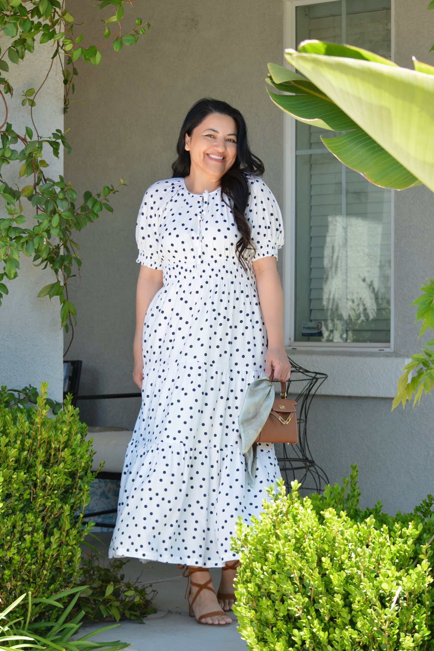 navy polka dot maxi dress Prosperina Chelsea Navy Polka Dot Cotton Maxi Dress