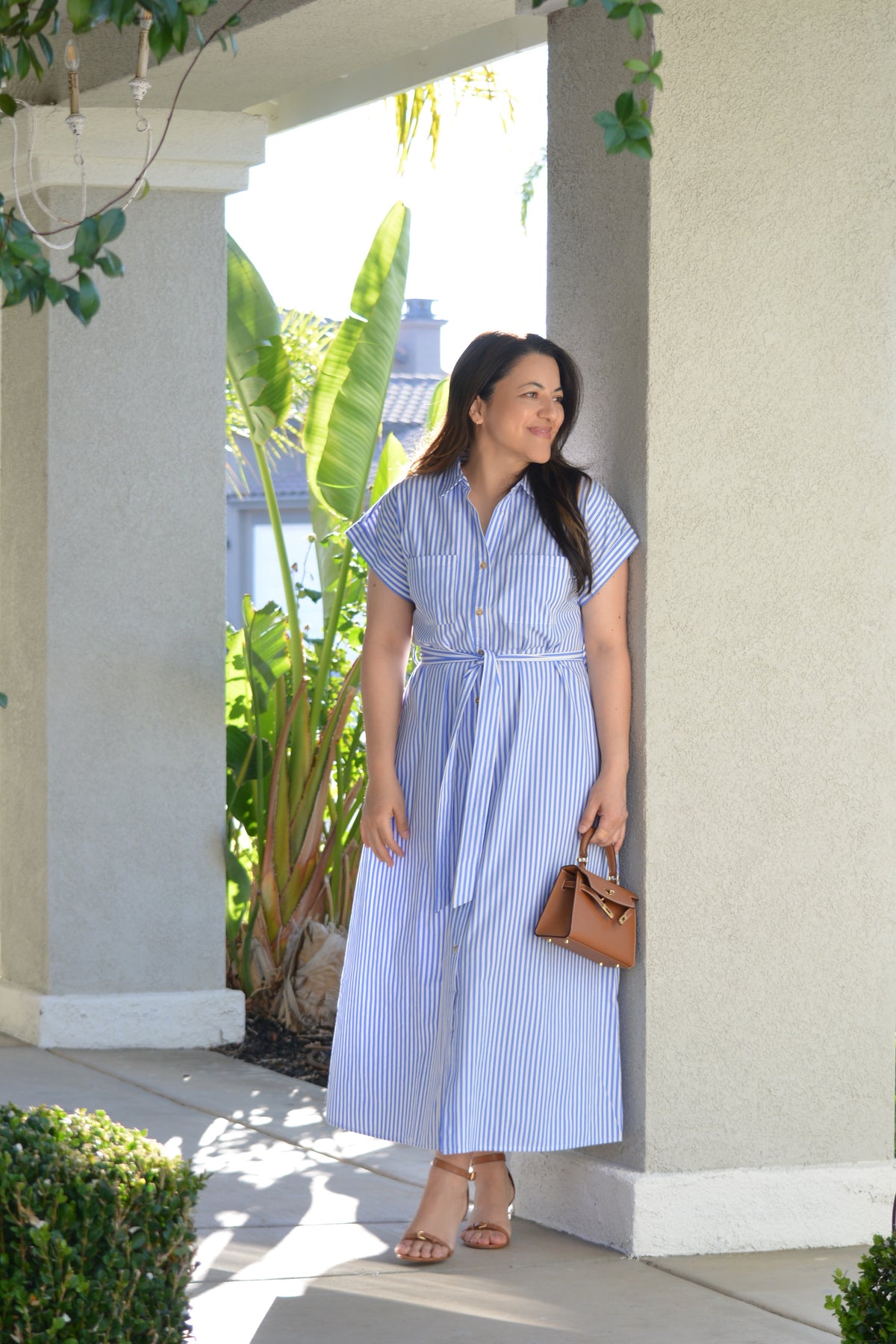 Flora Blue Stripe Cotton Dress LARGE