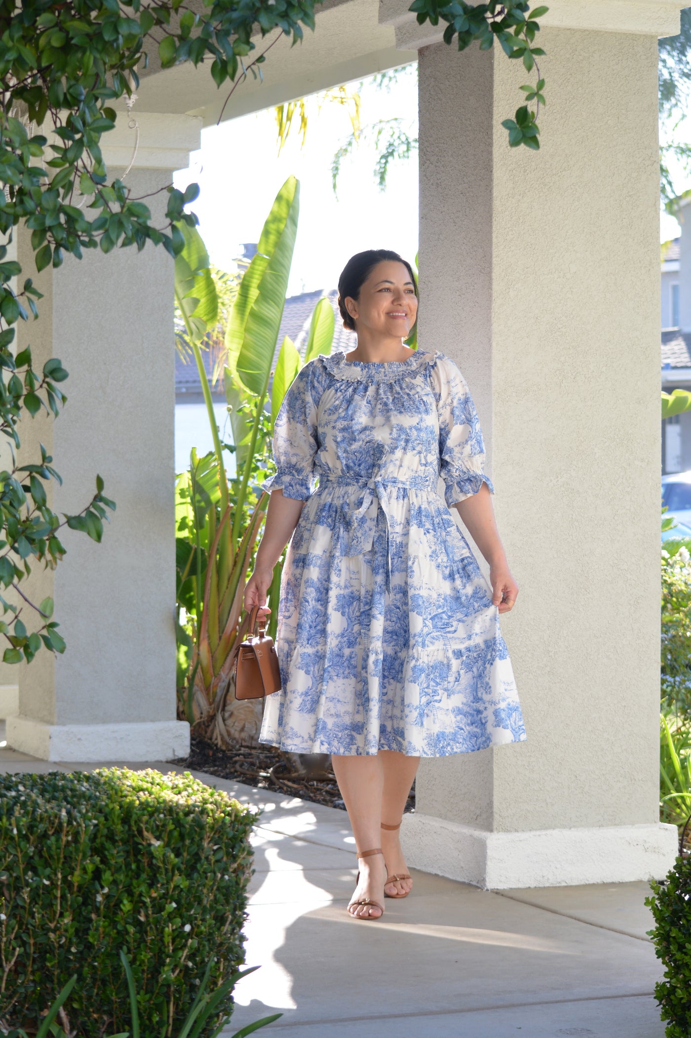 toile dress ModCloth Enchanted Meadow Toile Dress in Blue Toile, Size Medium main image 0
