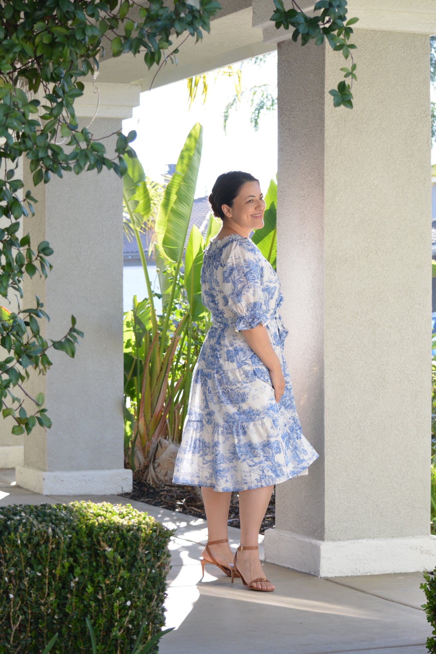 blue toile dress Women’s Blue Toile Print Dress L main image 0
