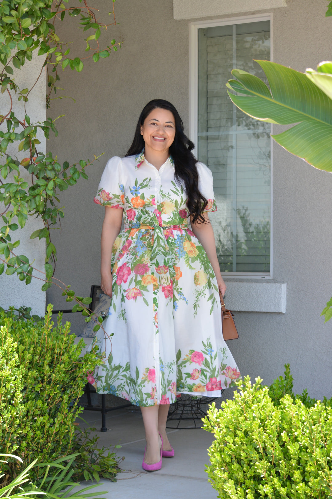 knee length dresses for ladies Yumi Ivory Floral Print Mesh Stretch Midi Dress With Pockets  The Oxygen  Lifestyle