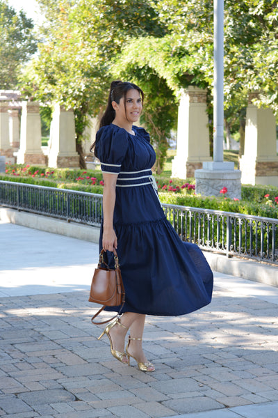 Brooklyn Navy Ribbon Midi Dress