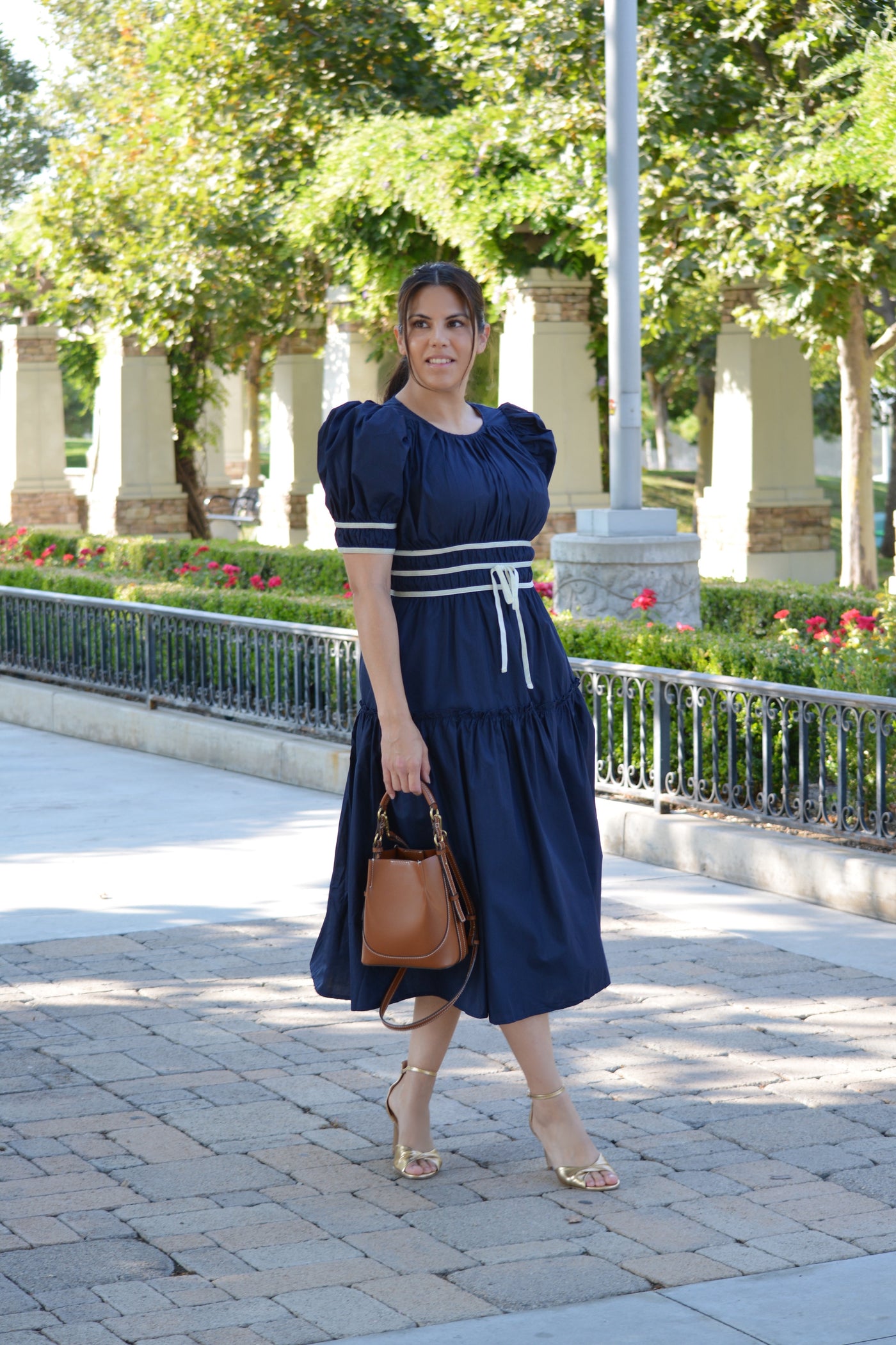 Brooklyn Navy Ribbon Midi Dress