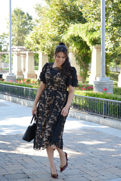 Briar Black Lace Midi Dress