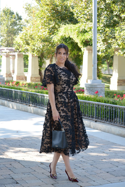 Briar Black Lace Midi Dress