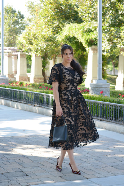 Briar Black Lace Midi Dress