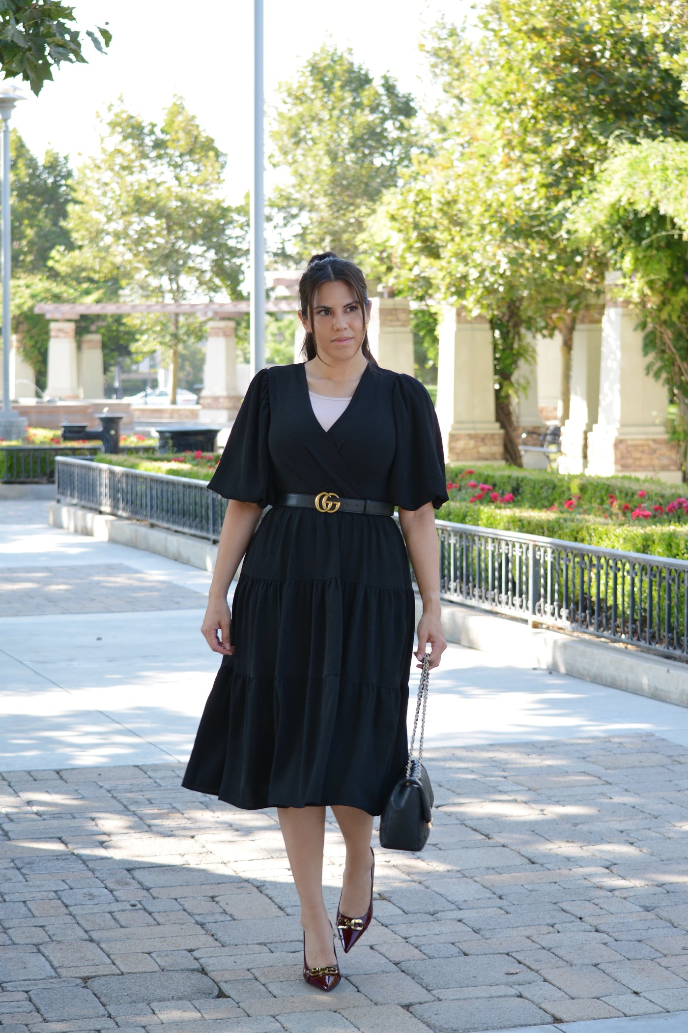 Addy Black Faux Wrap Dress