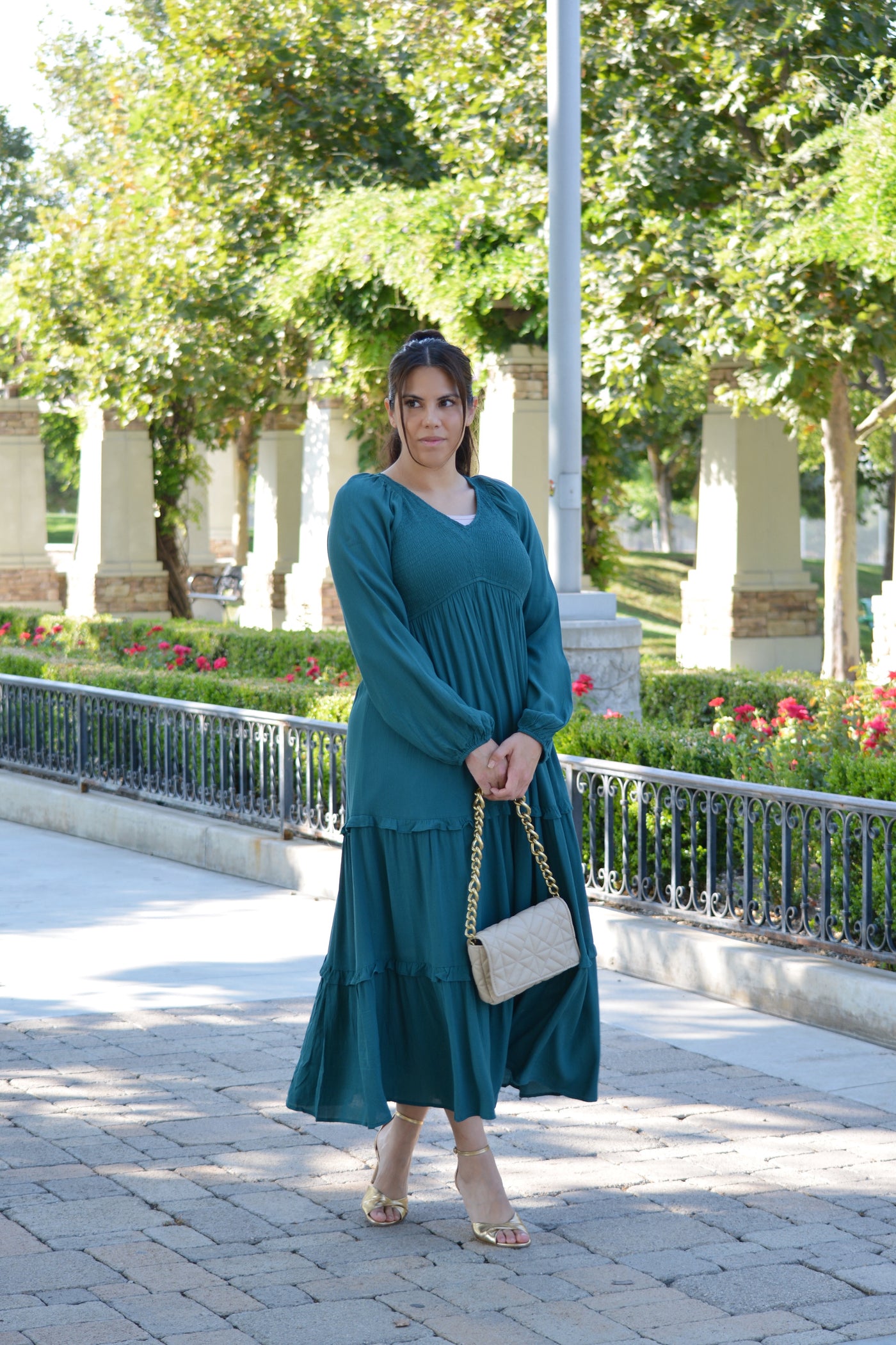 Addilyn Emerald Smocked Maxi Dress