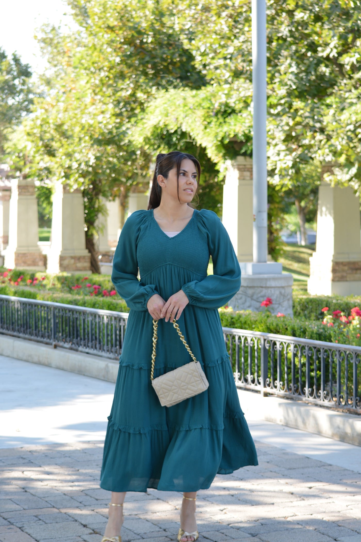 Addilyn Emerald Smocked Maxi Dress