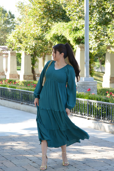 Addilyn Emerald Smocked Maxi Dress